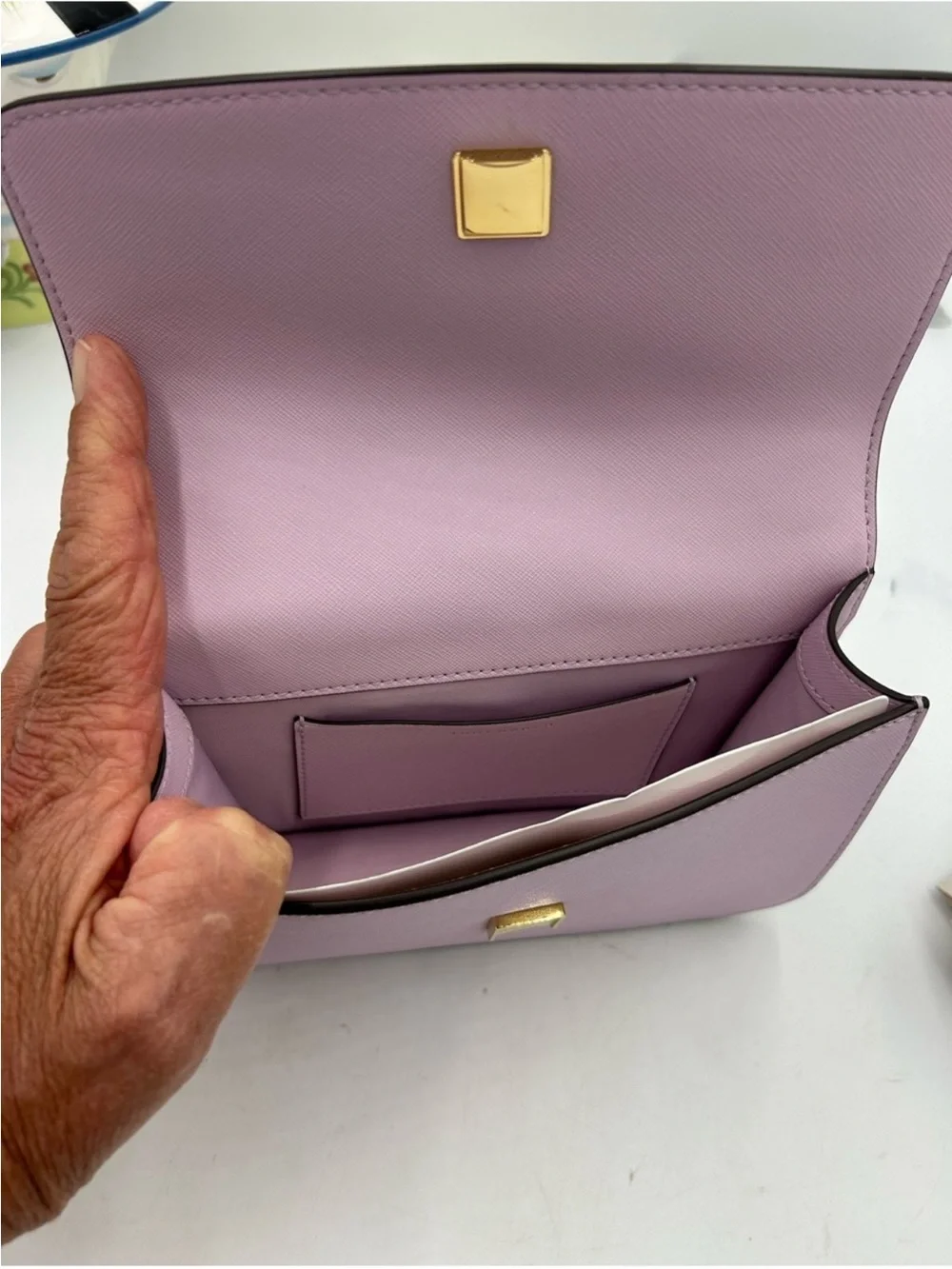 Tory Burch Lilac Leather Crossbody with Gold Chain NWT